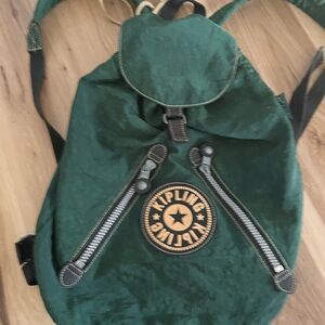 KIPLING Vintage 90s Y2K Kipling Drawstring Rucksack Green Backpack Surf Skate